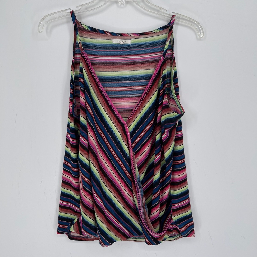 Maurices Women's Multicolor Stripes Faux Wrap Sleeveless Tank‎ Top Size XL